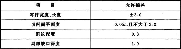 表7.2.2 气割的允许偏差(mm)