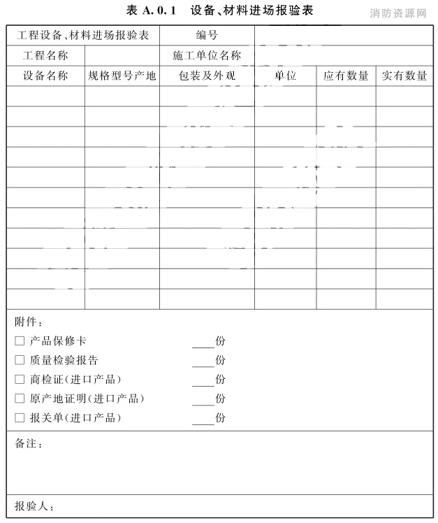 设备、材料进场报验表
