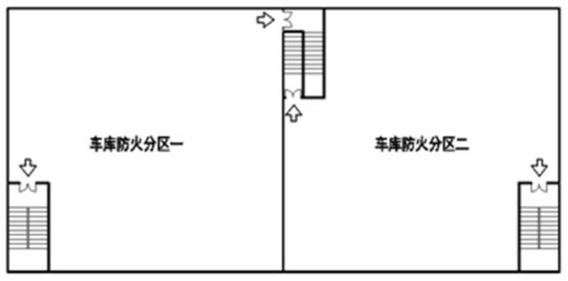 地下车库借用剪刀楼梯疏散示意图