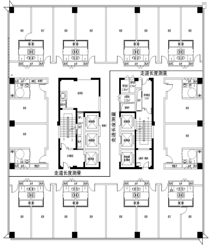 图3.17 走道长度测量测量示意图