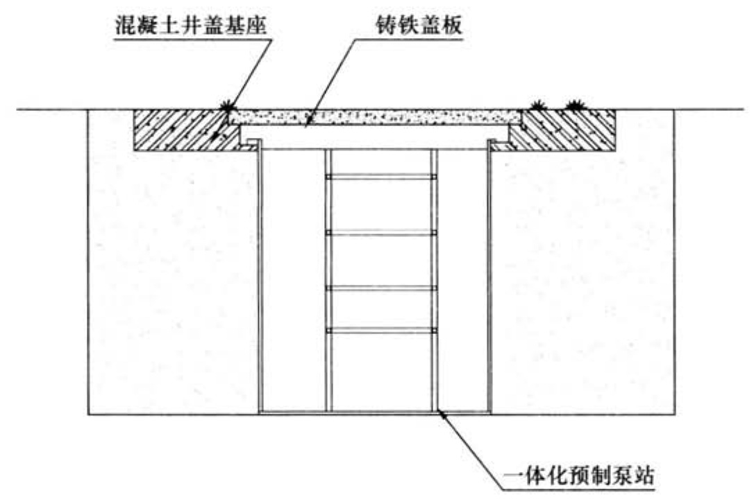 位于车行道的一体化预制泵站的安装示意