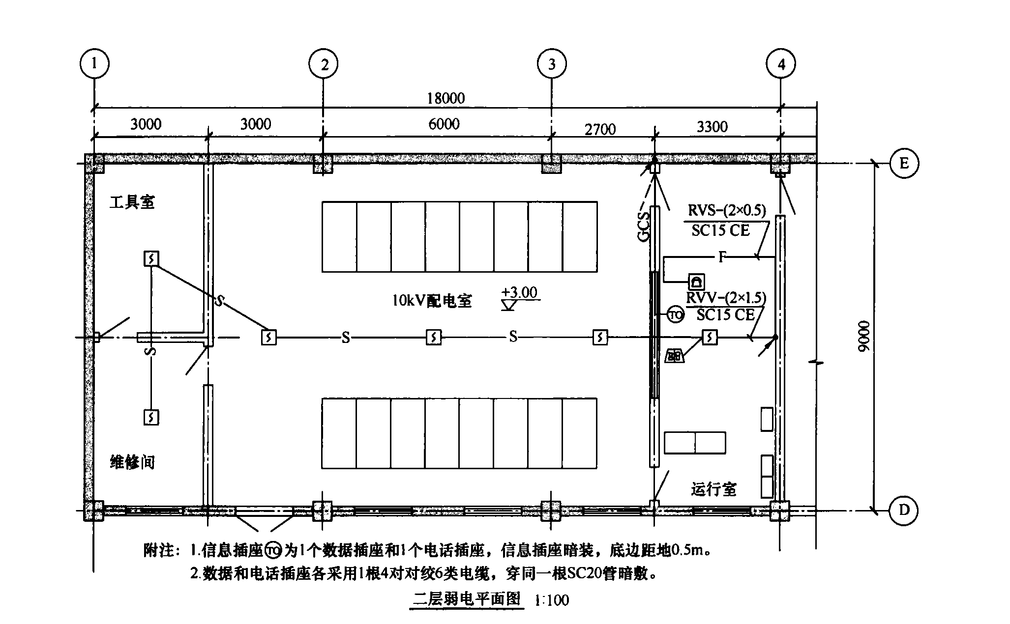 图10  弱电系统平面图示例