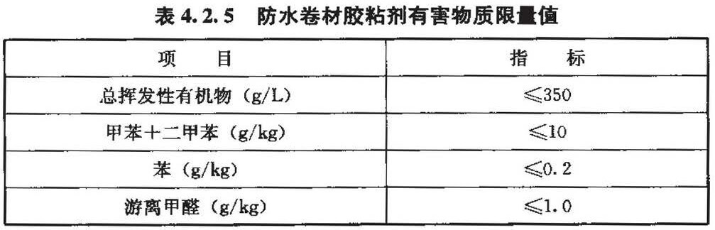 防水卷材胶粘剂有害物质限量值